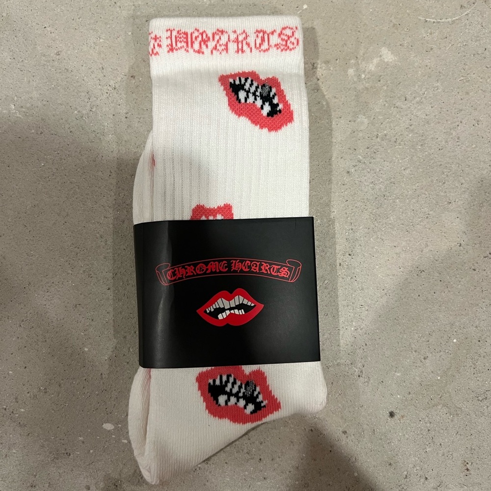Chrome Hearts White and Red Graphic Men's Socks